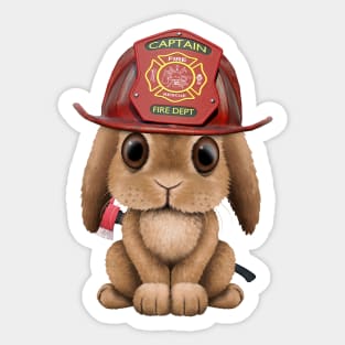 Cute Baby Bunny Firefighter Sticker